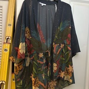 DR2 Dark Gray Kimono with Subtle Gold Accents